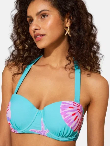 Love & roses Sutien costum de baie deschis / fucsia albastru