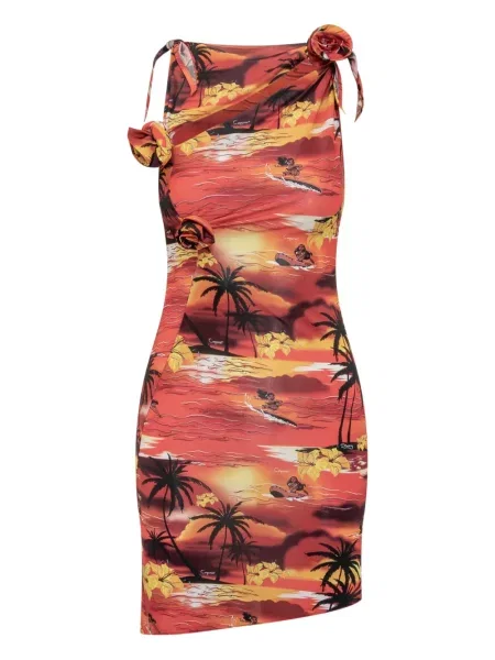 Sukienka Coperni z nadrukiem w tropikalny nadruk garniturowa pomarańczowa
