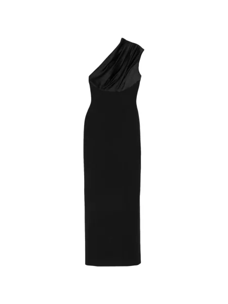 Drapírozott félvállas maxi ruha Solace London fekete