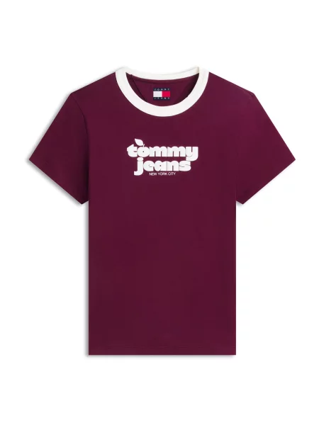 Tommy Jeans Tricou mov zmeură alb