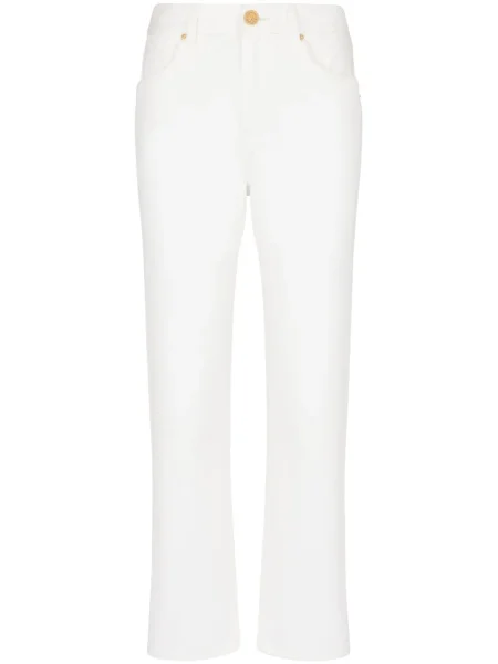 Blugi drepți Balmain cu talie înaltă alb