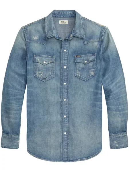Dugo košulja Polo Ralph Lauren karirana s okruglim izrezom siva