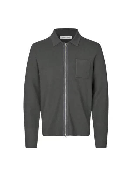 Lniany kardigan Samsoe Samsoe szary