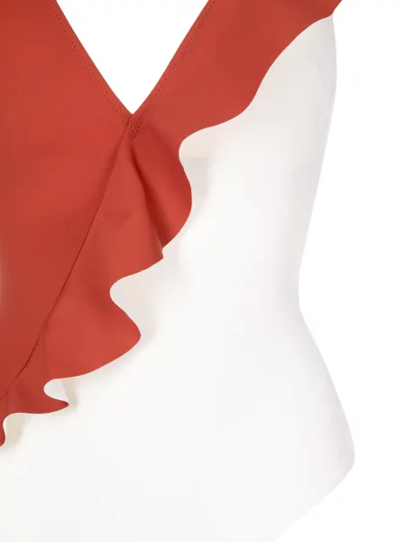 Strój kąpielowy Evarae z falbankami brązowy