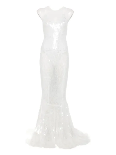 Рокля Norma Kamali с пайети бяло