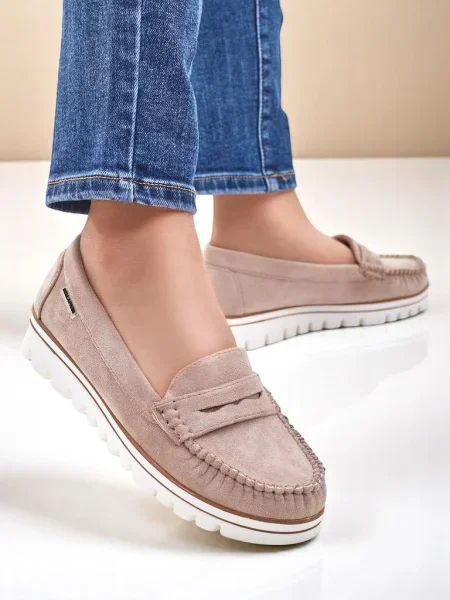 Semišové mokasíny Resti bílé