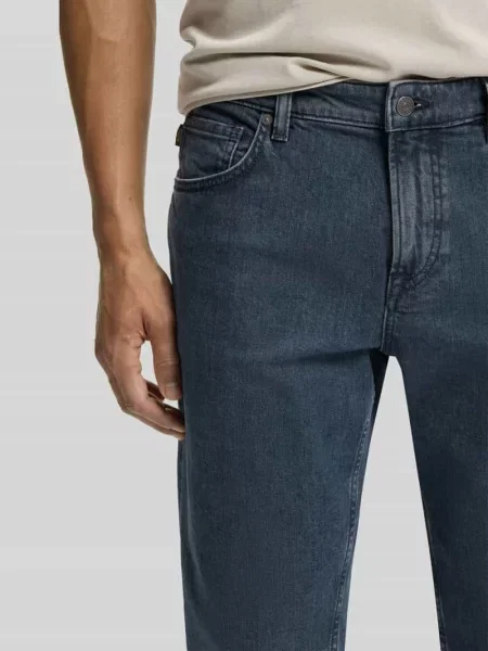 Jeans o kroju regular fit z mieszanki bawełny Boss Orange niebieskie