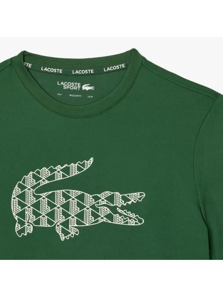 Lacoste T-Shirt Z Okrągłym Dekoltem Z Nadrukiem Relaxed Fit zielony