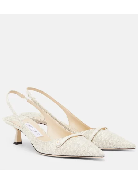 Pantofi cu toc Jimmy Choo slingback alb
