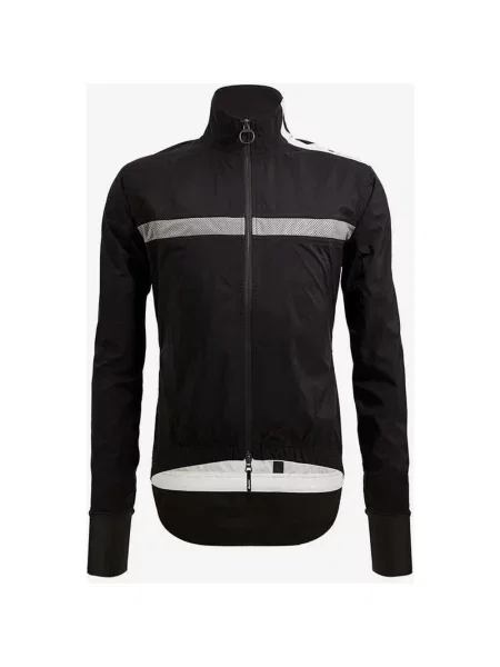 Wodoodporna cienka kurtka Santini Guard Neo Shell czarno-biała slim fit L biała