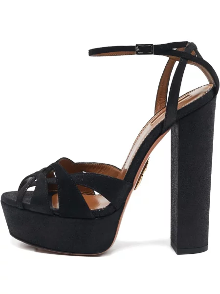 Sandale Aquazzura din piele de căprioară cu platformă negru