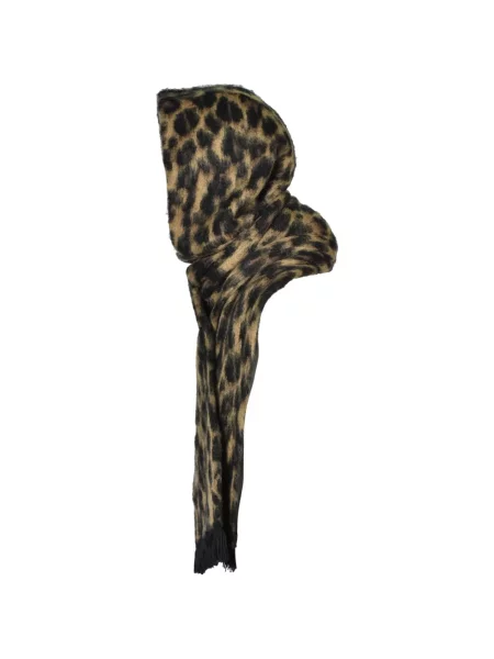 Raštuotas šalikas Cedarwood su gobtuvu leopardinis