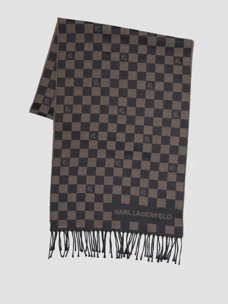 Шерстяной клетчатый шарф Karl Lagerfeld