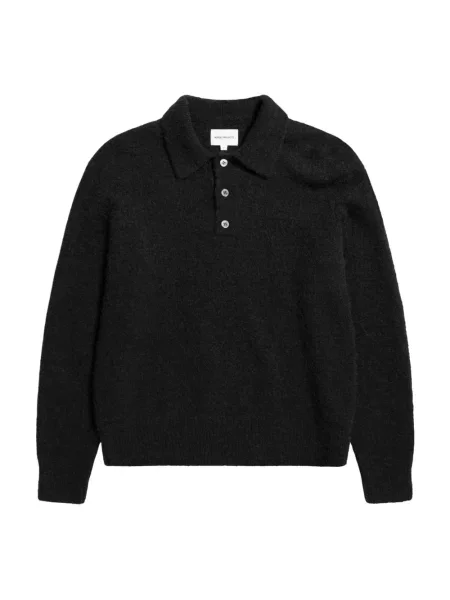 Norse Projects sweter wełniany Rasmus Relaxed Brushed Polo czarny