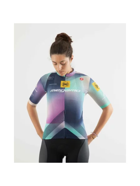 Koszulka rowerowa Castelli Buff Megamo Competizione 3 krótki rękaw fioletowy S niebieski