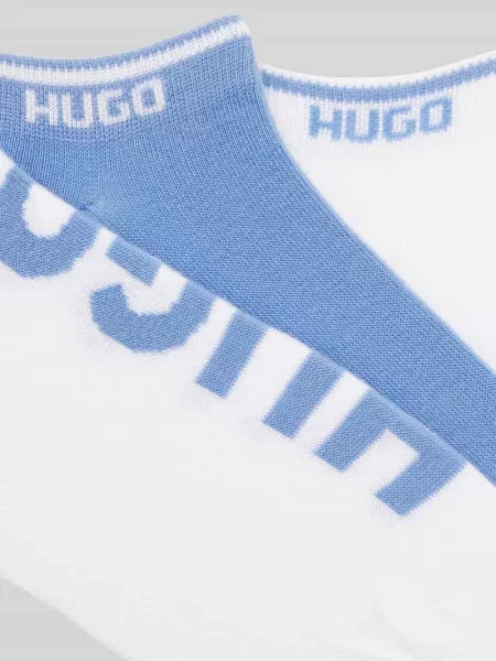 Skarpety do sneakersów z mieszanki bawełny w zestawie 3 szt. Hugo niebieskie