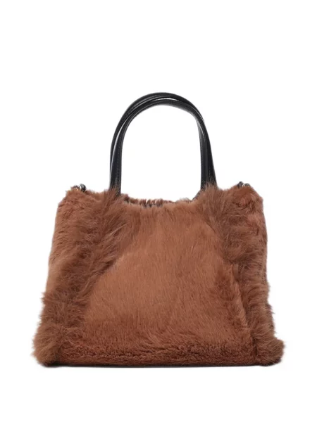 Shopper torbica V°73 s autogramom s krznom smeđa