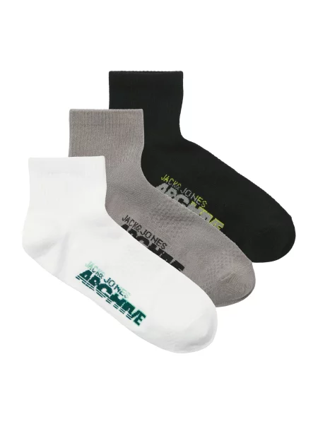 JACK & JONES Nogavice JACBRAT siva / jelka / črna bela