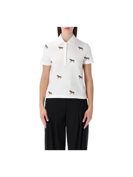Polo Thom Browne z krótkim rękawem białe
