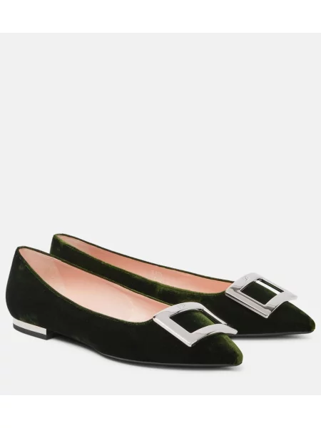 Umetno krzno balerinke Roger Vivier zelena