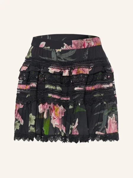Allsaints Sukně Zora S Volánky A Krajkou / světle červená / zelená černá