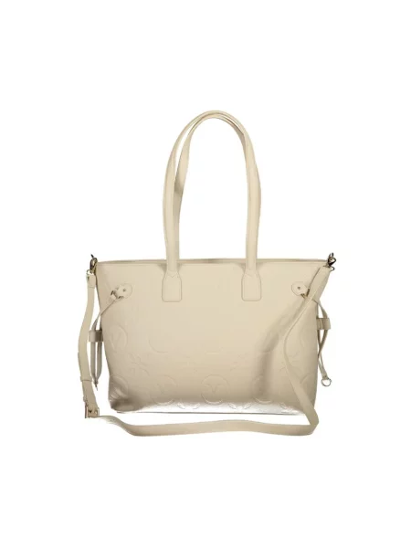 Torba shopper z regulowanym paskiem na ramię model ‘SAMBA’ Valentino By Mario Valentino beżowa