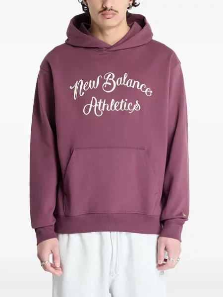 Δερμάτινο πλισέ hoodie New Balance με σχέδιο μαύρο