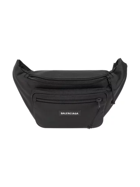 Lniany pasek Balenciaga czarny