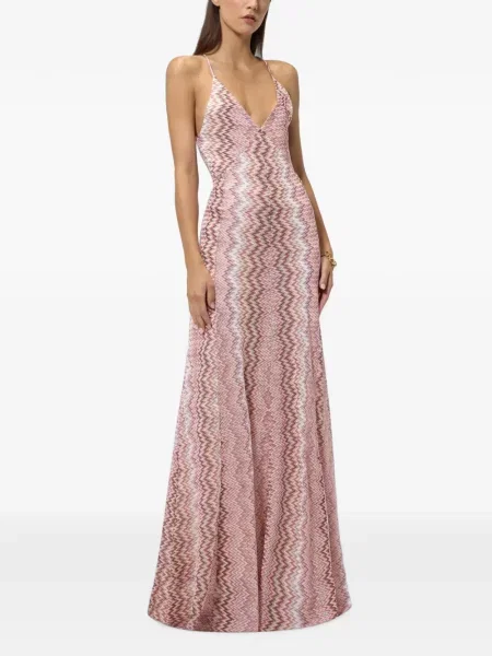 Lung rochie Missoni cu model piele de șarpe roz