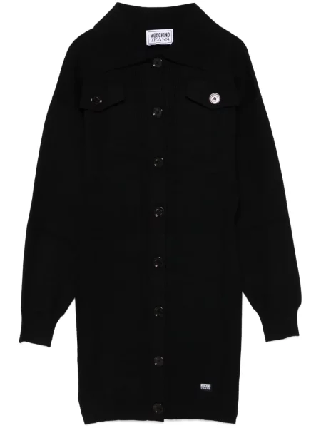 Dzianinowa mała sukienka jeansowa Moschino Jeans garniturowa czarna