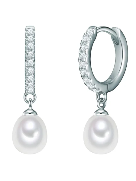 Valero Pearls Cercei argintiu / perlat alb