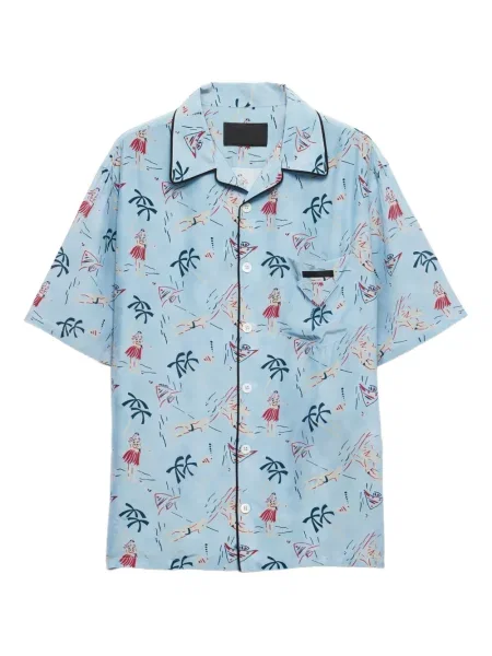 Koszula Prada z nadrukiem niebieska