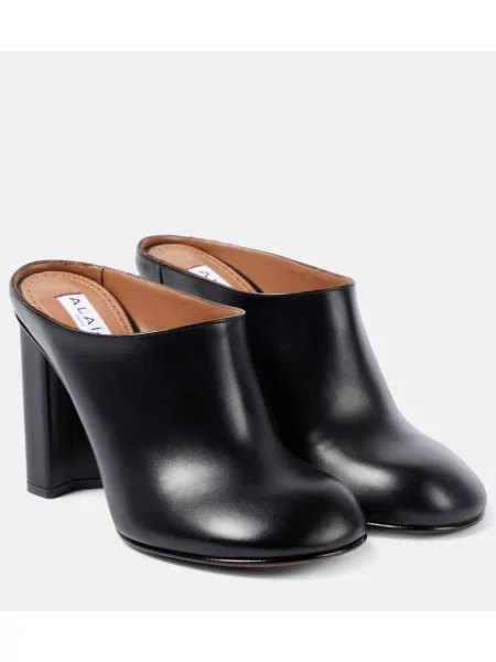 Papuci tip mules Alaïa din piele negru