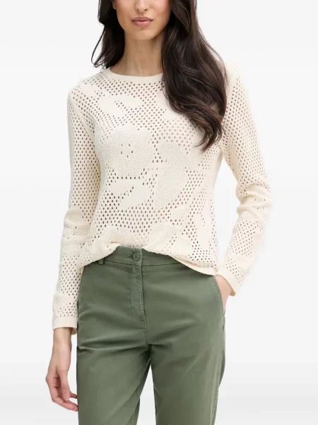 Pulover Benetton cu model floral alb