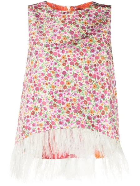 Bluză La Doublej fără mâneci cu model floral cu imagine roz