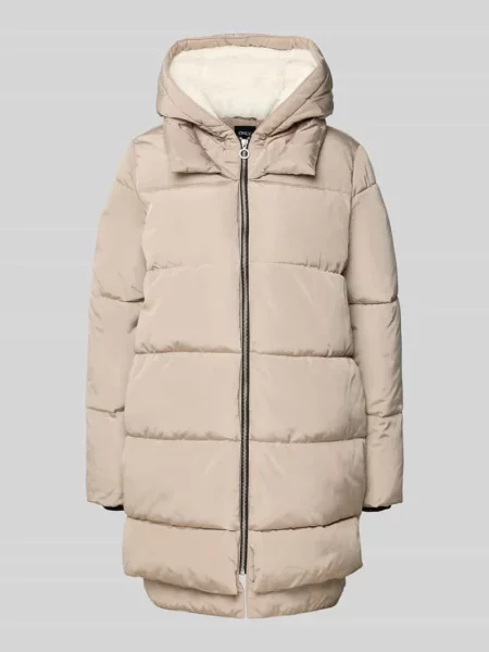 Płaszcz pikowany o kroju regular fit z kapturem model ‘KELLY’ Only brązowy