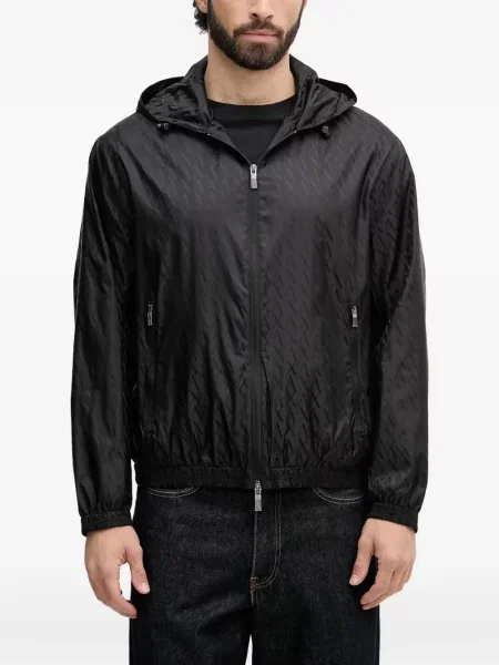 Geacă Armani Exchange cu glugă cu autograf negru