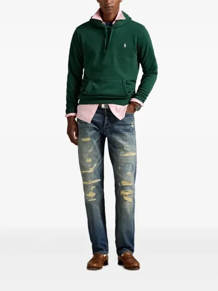 Chiloți Polo Ralph Lauren din țesătură twill cu autograf cu glugă albastru