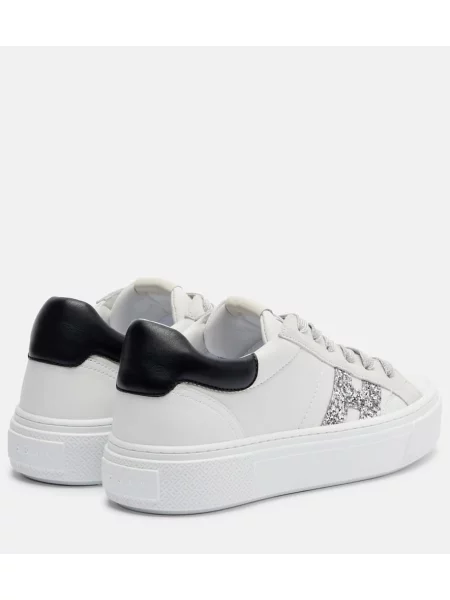 Sneakerși Hogan din piele cu platformă alb