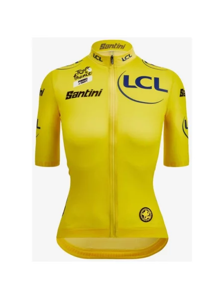 Koszulka rowerowa Tour de France Femmes avec Zwift Liderka Klasyfikacji Generalnej Fan Line krótki rękaw Krój Classic XXS żółta