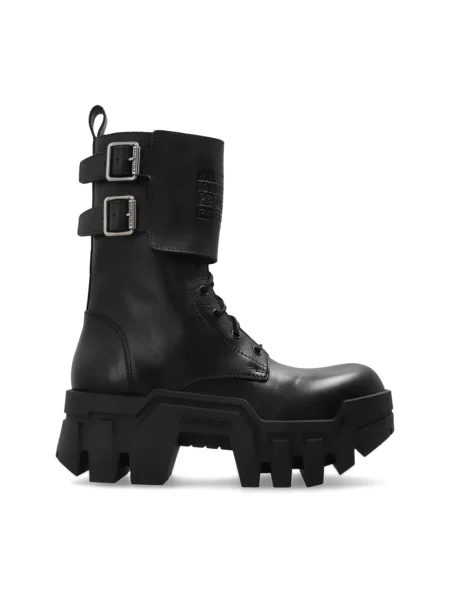 Buty do kostki Balenciaga skórzane na platformie czarne