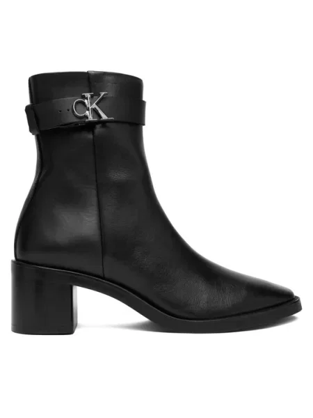 Calvin Klein Botine Block Heel Boot W/ Metal Logo negru