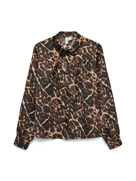 VERO MODA Blúz VMHuxley világos bézs / világosbarna fekete