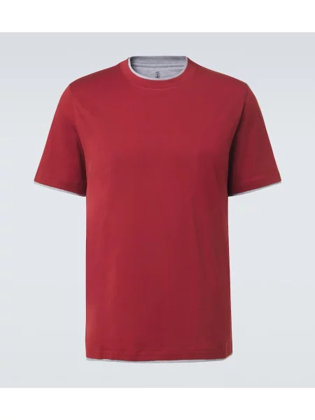Tricou Brunello Cucinelli din jerseu roșu