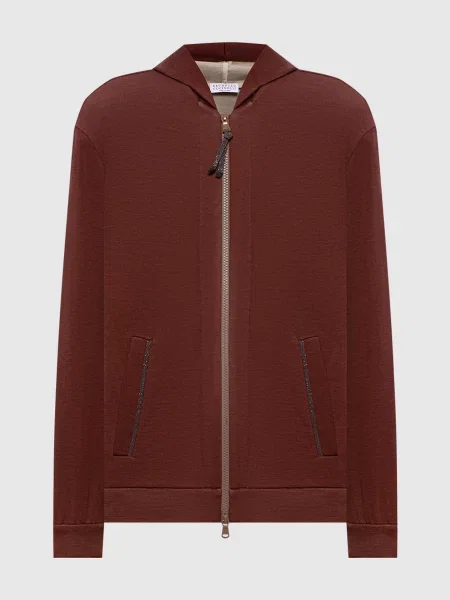Спортивна куртка із шовком Brunello Cucinelli коричнева