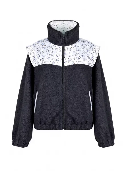 Imily Bela Jachetă fleece bleumarin / albastru pastel / maro alb