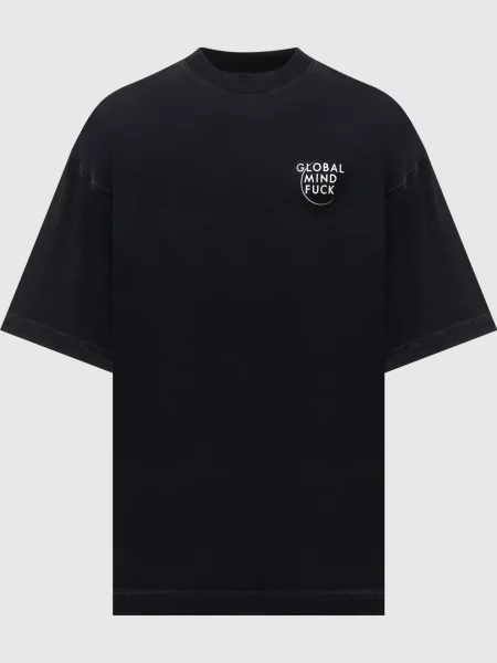 Футболка з контрастним принтом напису Vetements чорна