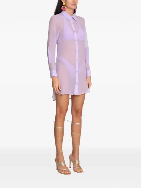 Rochie tip cămașă Amir Slama de mătase violet