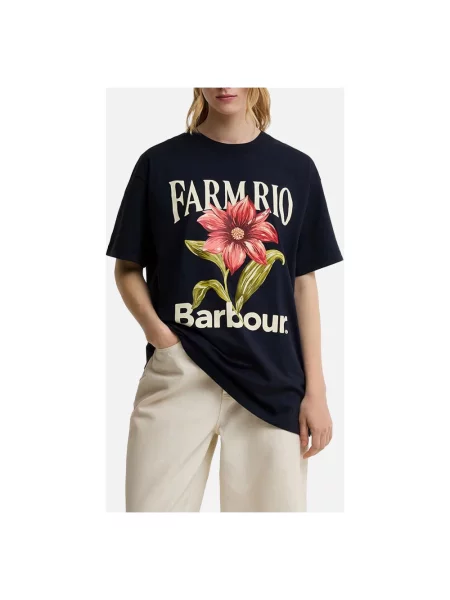 Koszulka Barbour w kwiatki niebieska