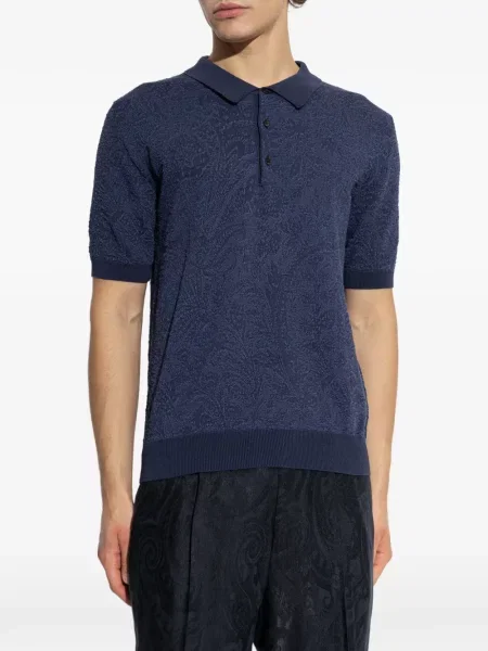 Polo Etro cu model paisley albastru